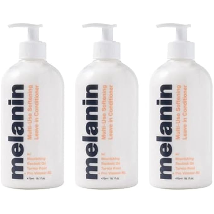 M & H MELANIN MULTI-USE SOFTENING LEAVE IN CONDITIONER,16 OZ. FORMULATED WITH NOURISHING BAOBAB OIL, TURNIP ROOT,PROVITAMIN B5,HYDRATE, SOFTEN AND CONDITION, 16 FL OZ (PACK OF 1) (THREE PACK) - Image 1